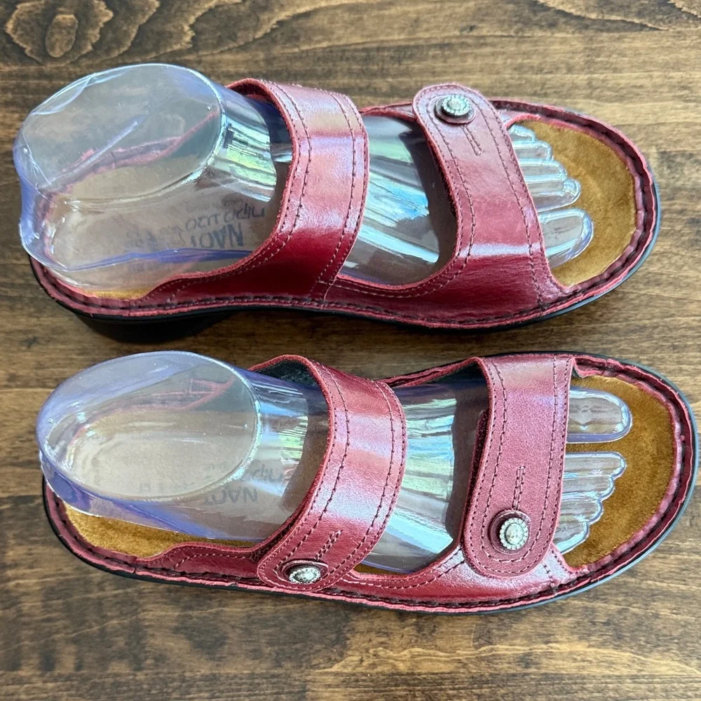 NAOT Women's Dark Red Leather Strap Sandals Size 38 ( US 7-7.5 ) - Picture 1 of 7